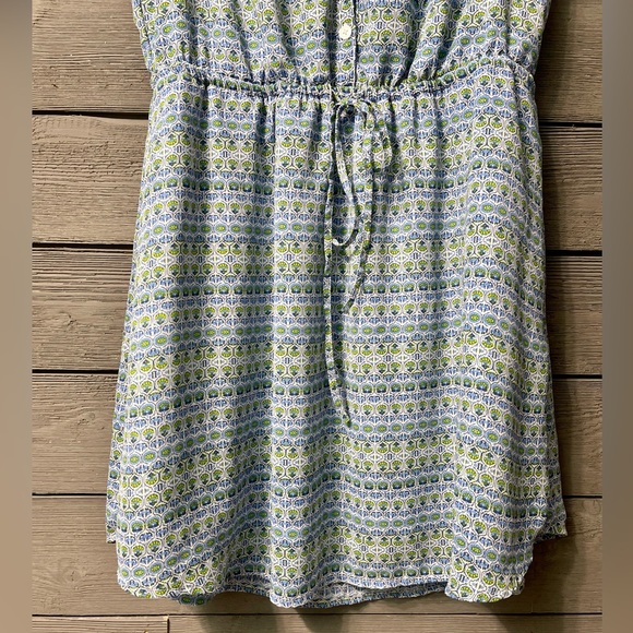 The GAP Sleeveless Blue Green White Patterned Tie Waist Shirt Dress Sz Medium - Picture 5 of 11
